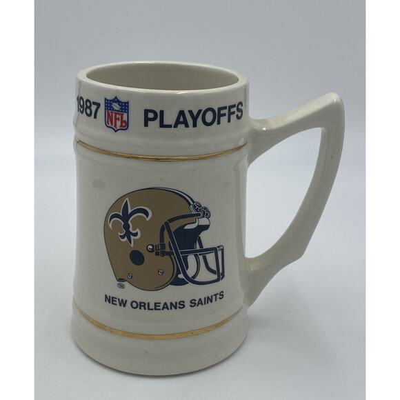 Vintage 1980s New Orleans Saints 1987 NFL Football Playoffs Mug Beer Stein - Picture 2 of 6